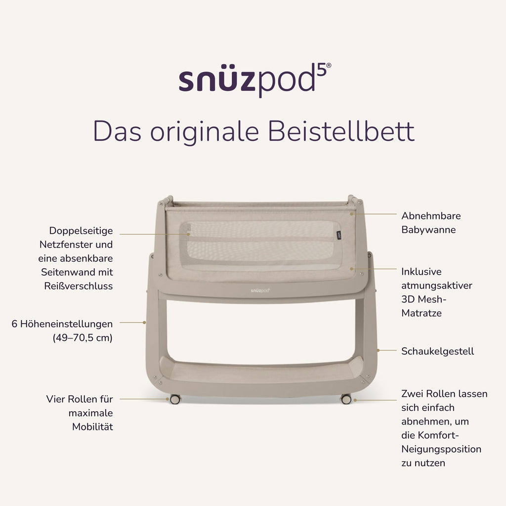 SnüzPod5 Beistellbett - Pebble