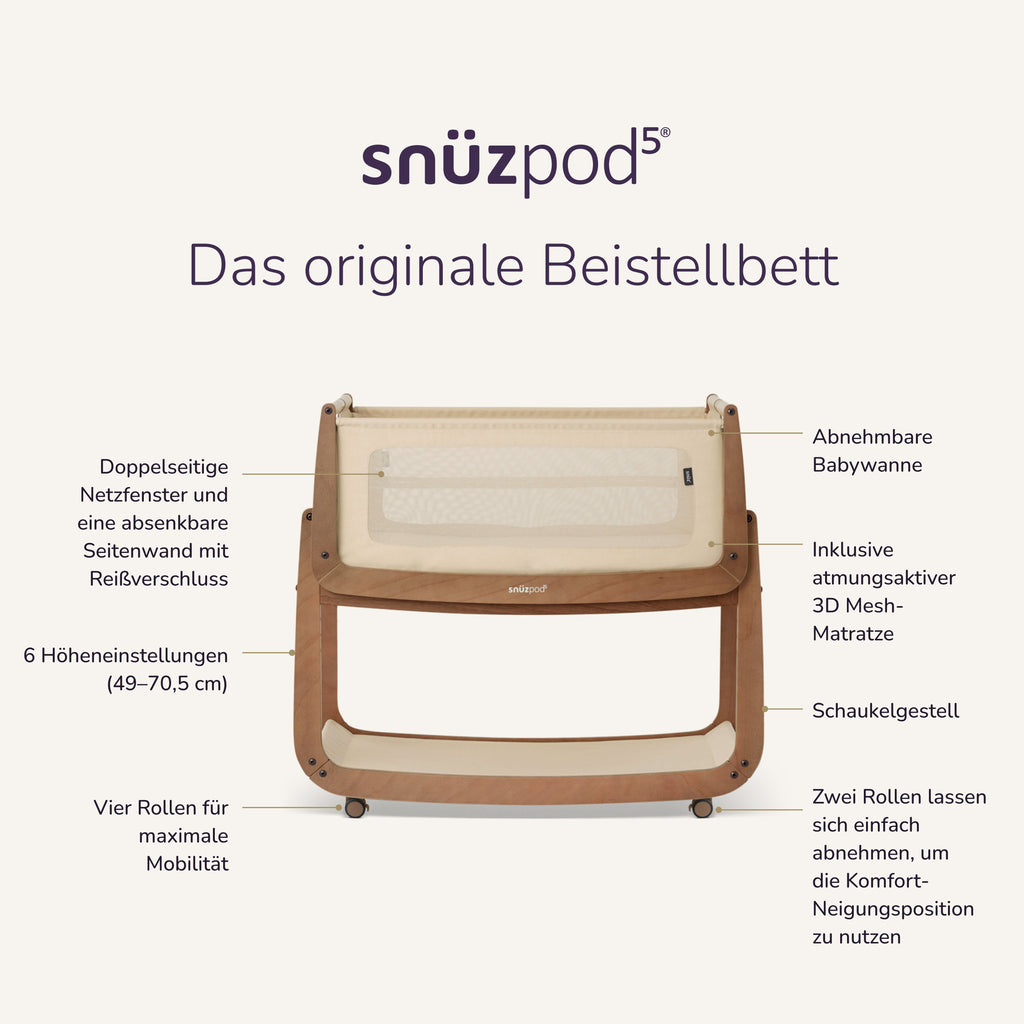 SnüzPod5 Beistellbett - Walnut