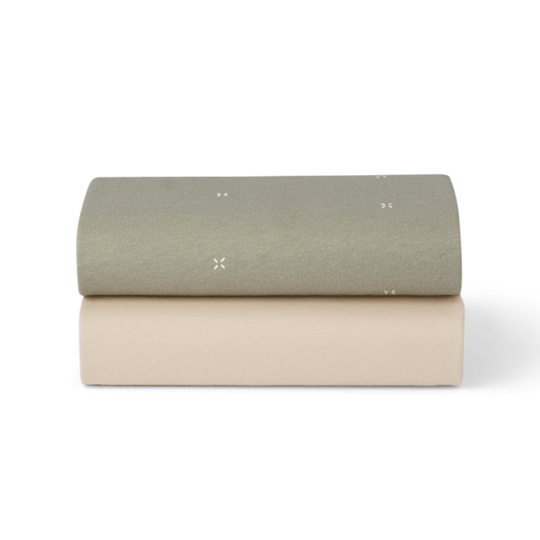 Snüz Beistellbett Spannbettlaken 2er-Pack - Sage / Cross
