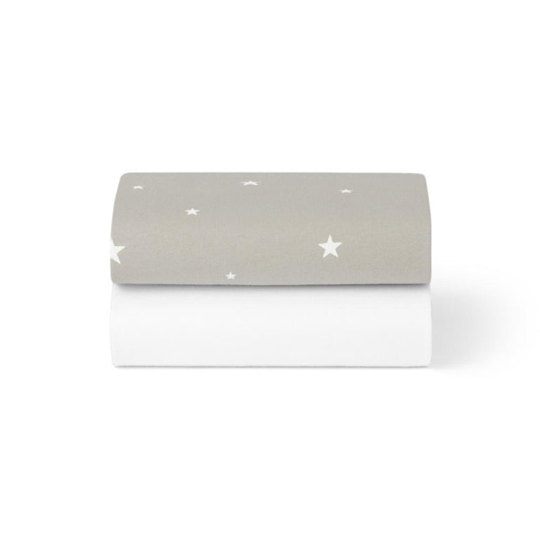 Crib 2 Pack Fitted Sheets - Grey / Star