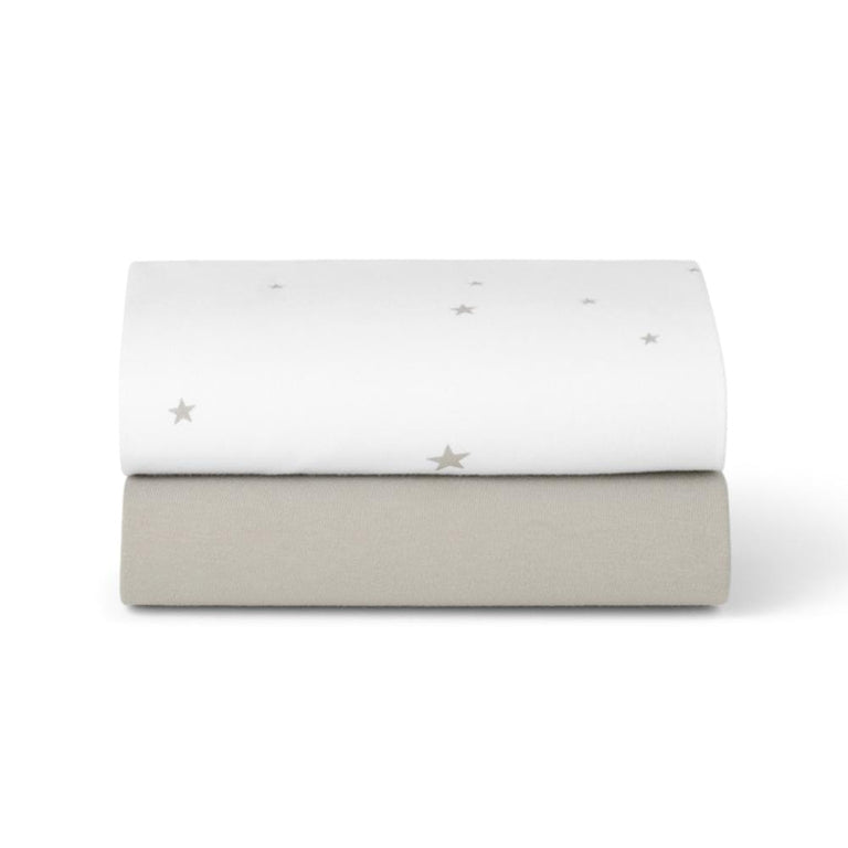 Moses Basket 2 Pack Fitted Sheets – White / Star