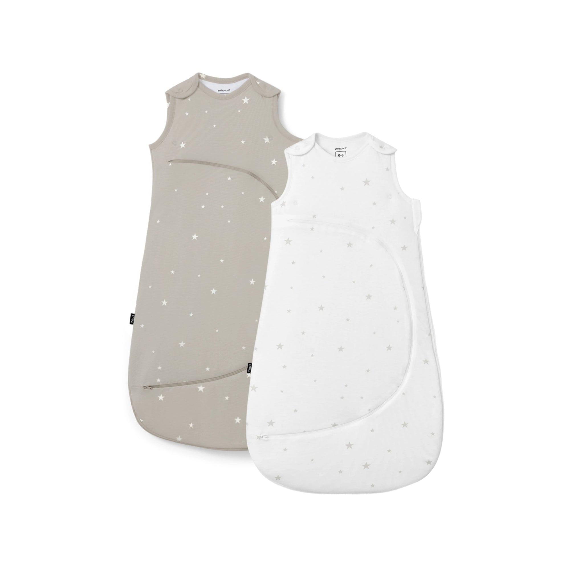 Snuz Sleeping Bags 1.0 / 0-6m SnuzPouch White Star & Grey Star - Twin Pack